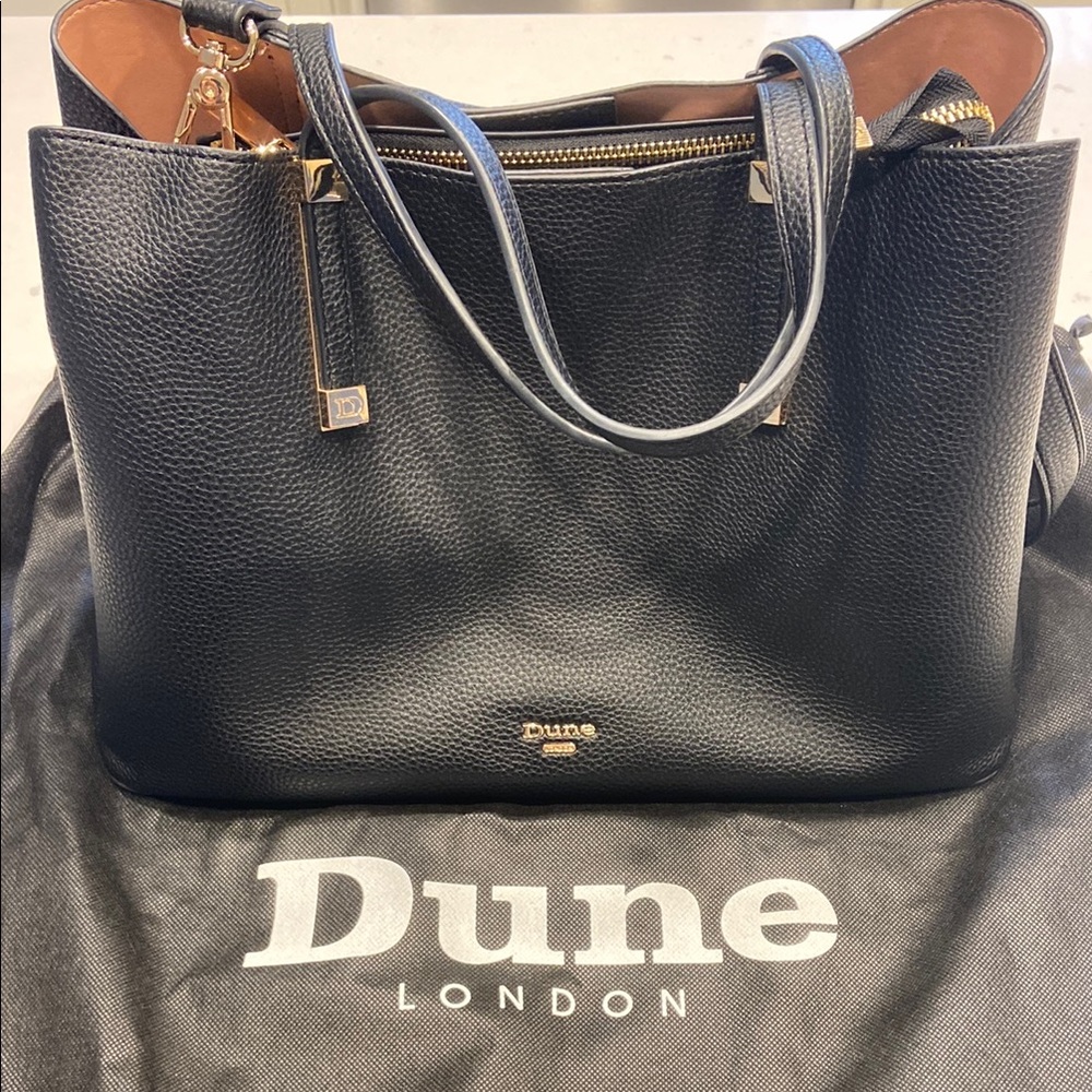 Dune London Black Leather Tote Bag